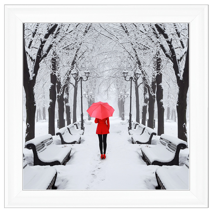 FG146 Red umbrella walk in the park