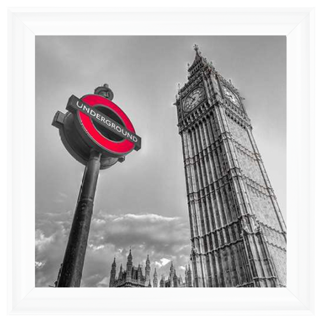 CY007 Underground sign by Big Ben - B&W