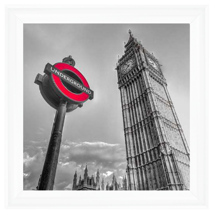 CY007 Underground sign by Big Ben - B&W