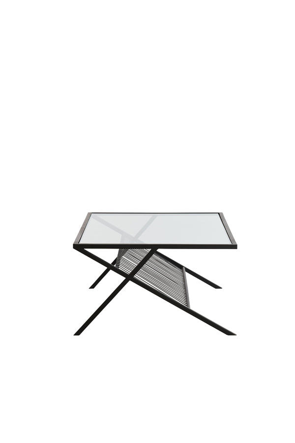 Coffee table 110x70x40 cm EZRA glass clear+matt black