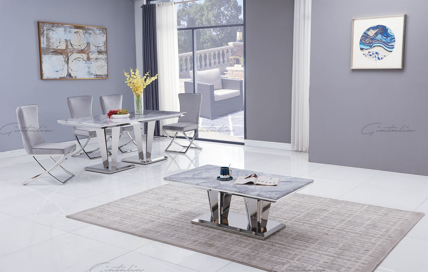 Riccardo Coffee Table - GREY Marble top dining table
